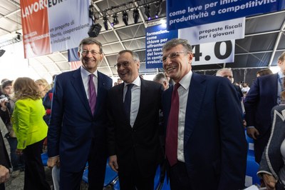 Assemblea Generale 2022 - Il Presidente di Assolombarda Alessandro Spada, il Presidente di Confindustria Carlo Bonomi e il Ministro Vittorio Colao